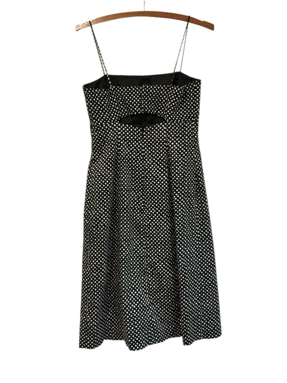 Black & White Polka Dot A-Line Dress Spaghetti Strap Knee Length Size Small - Picture 3 of 8